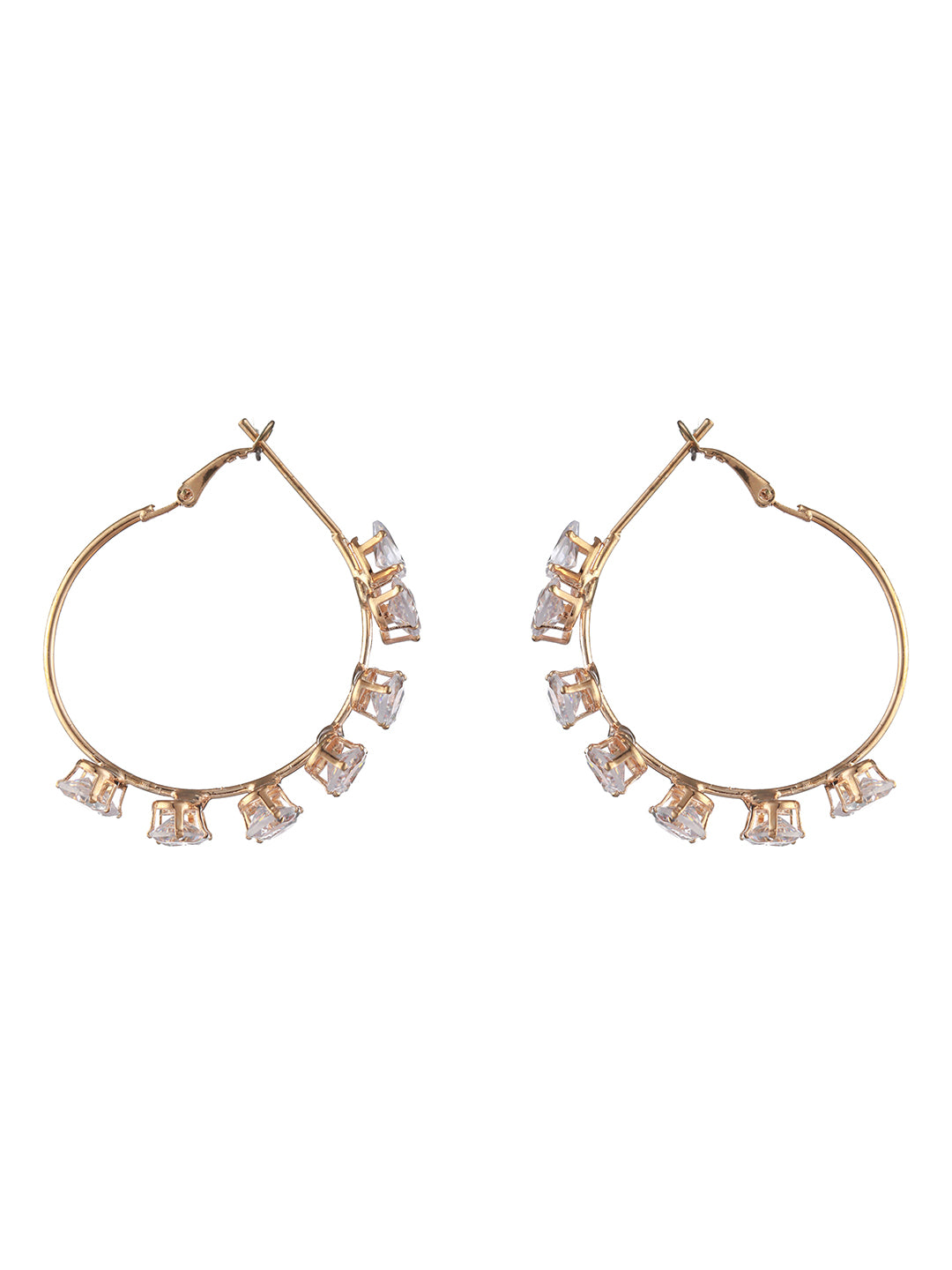 Stylish American Diamond Rose Gold-Plated Hoop Earrings