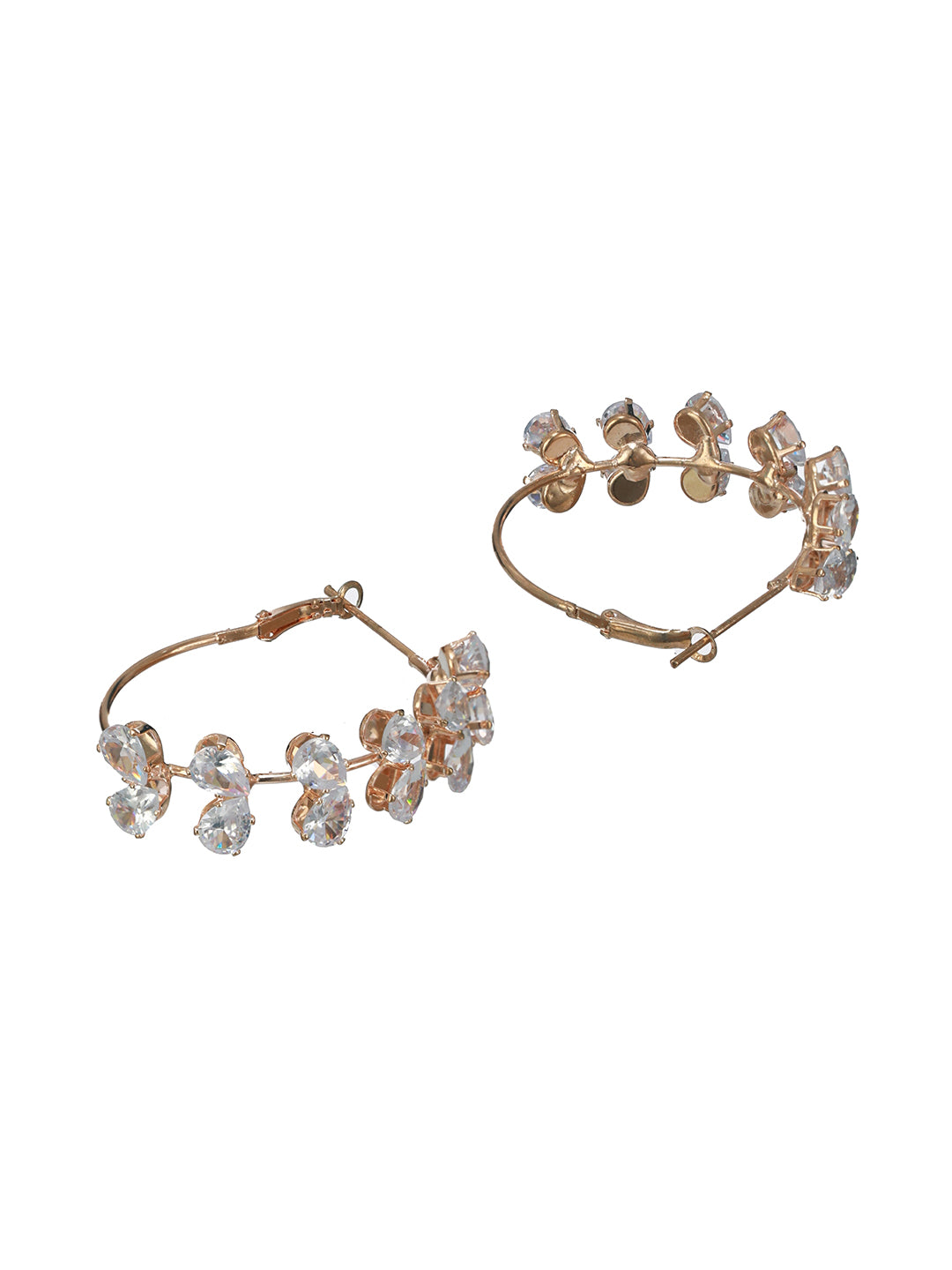 Stylish American Diamond Rose Gold-Plated Hoop Earrings