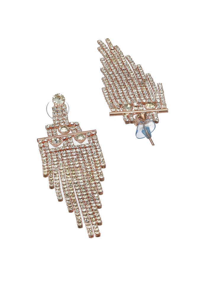 Stunning Tassel Layered Rose Gold-Plated Drop Earrings