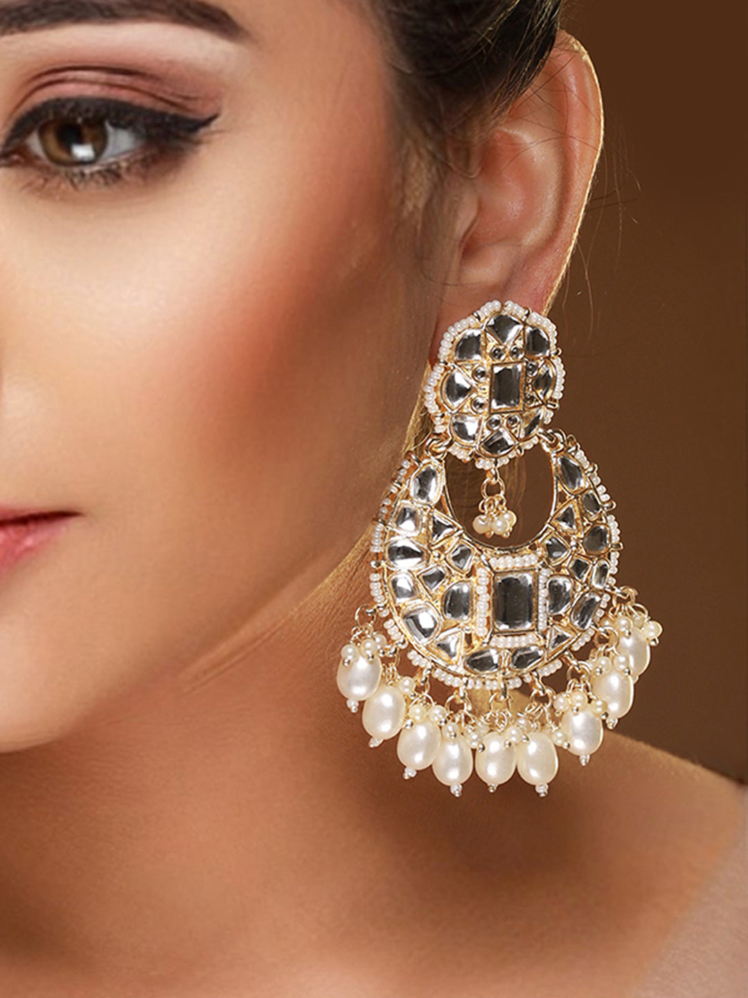 Bollywood Kundan chandelier Earrings |Indian Chandbali Earrings| Brida –  Indian Designs