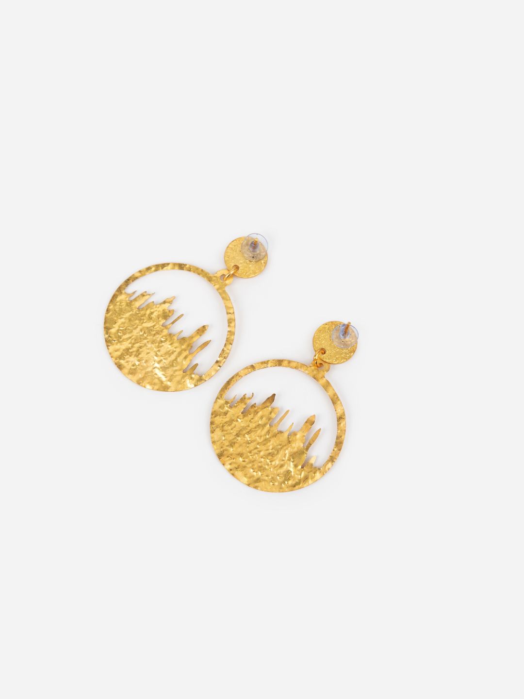 Hammered Texture Upward Drip Gold-Plated Drop Earrings