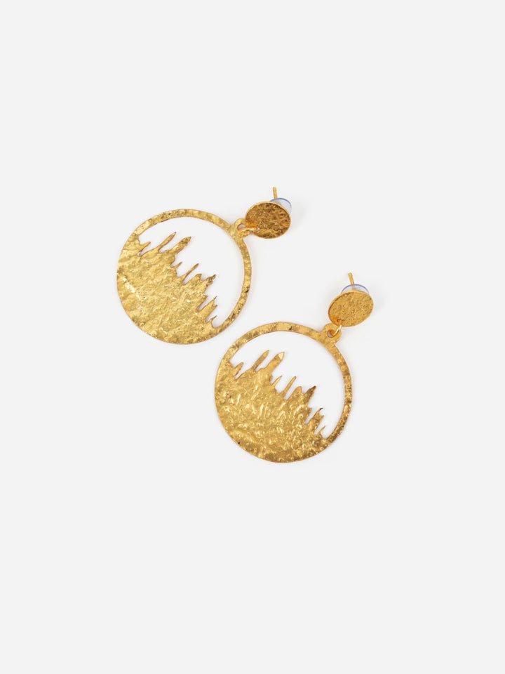 Hammered Texture Upward Drip Gold-Plated Drop Earrings
