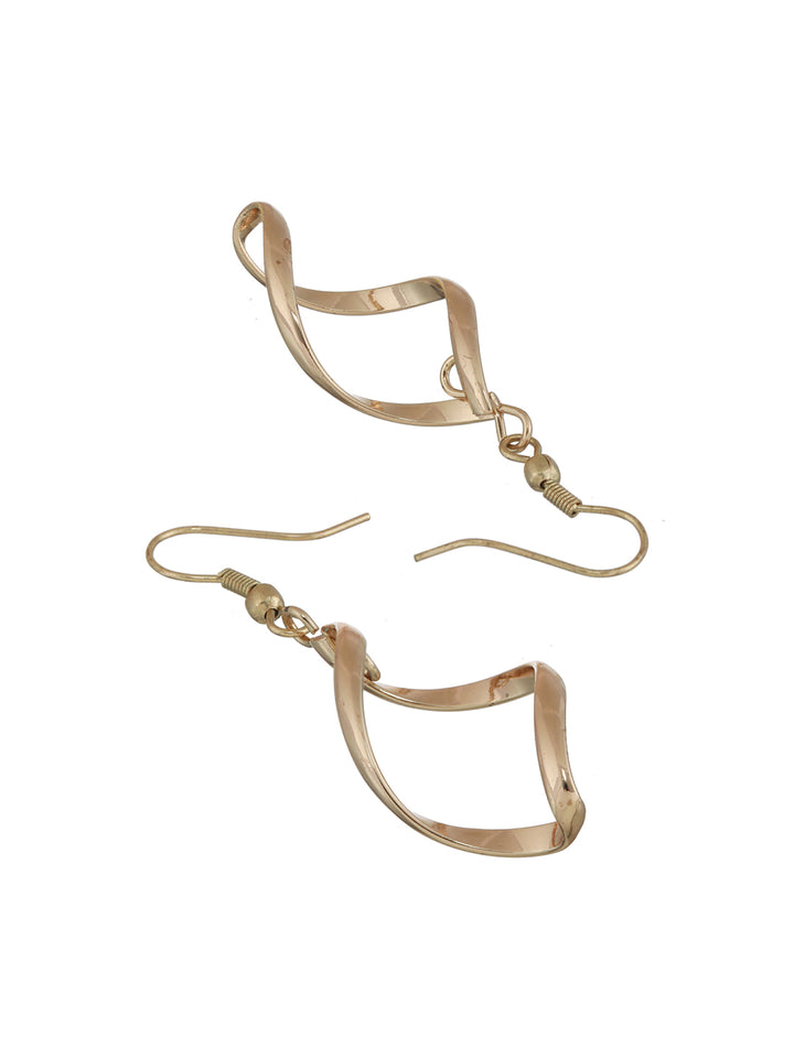 Stylish Twisted Shine Gold-Plated Drop Earrings