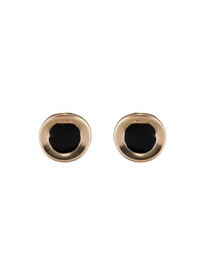 Round Black Rose Gold-Plated Stud Earrings