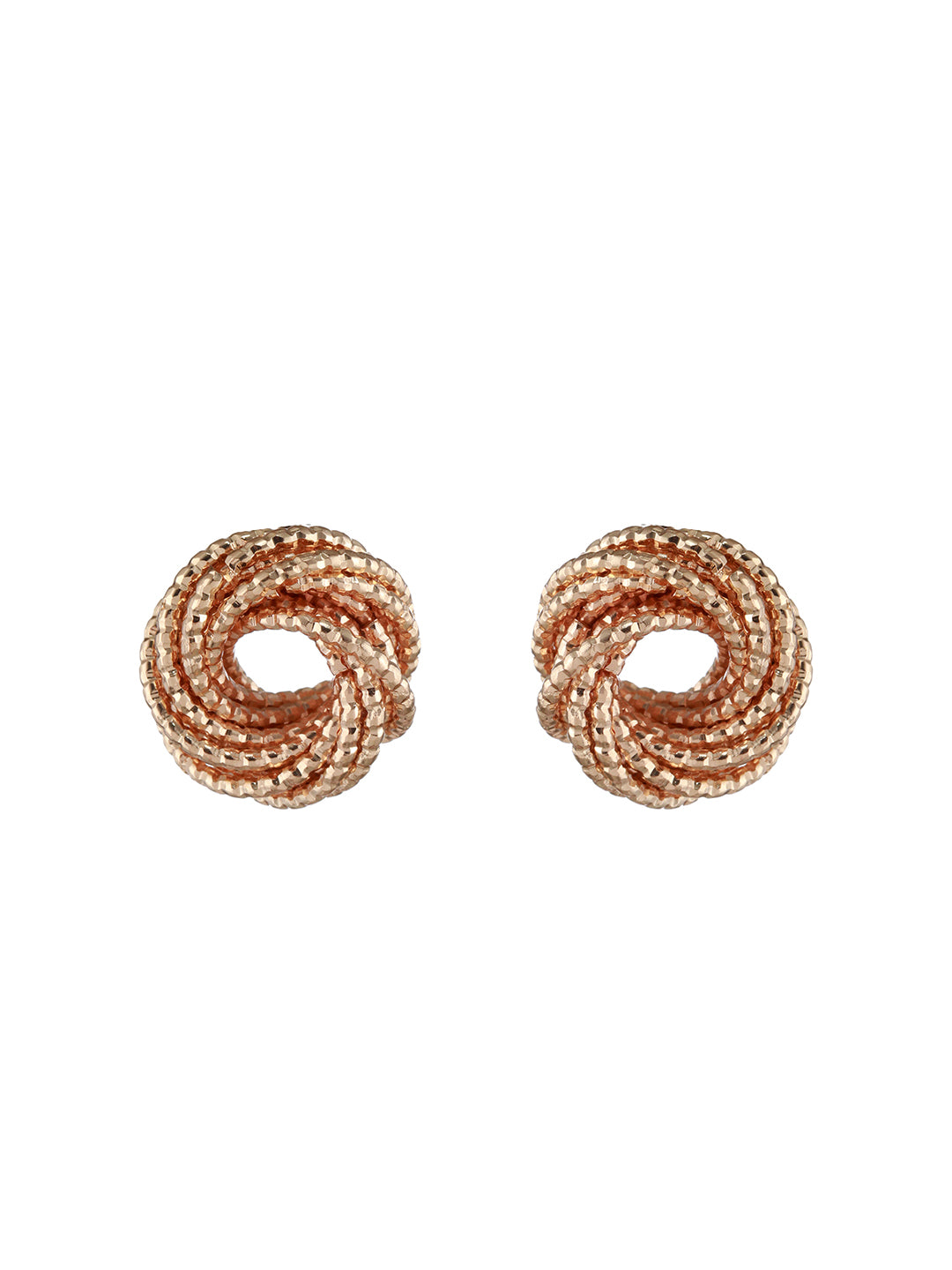 Textured Whirled Wires Rose Gold-Plated Earrings