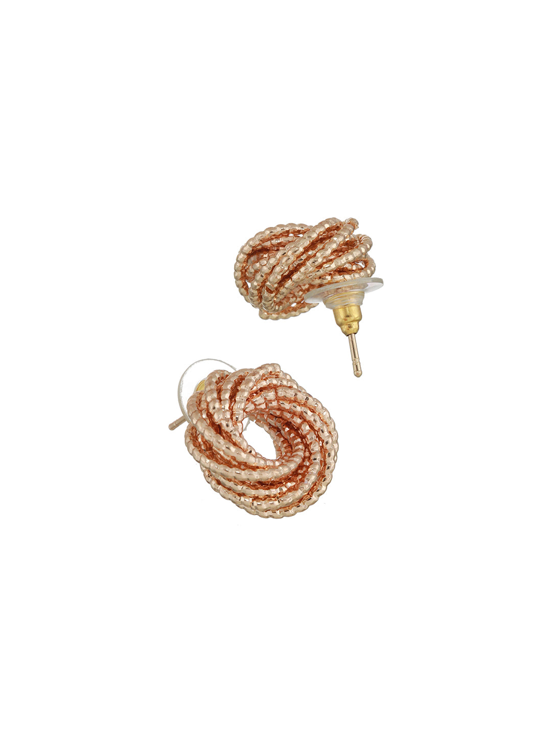Textured Whirled Wires Rose Gold-Plated Earrings