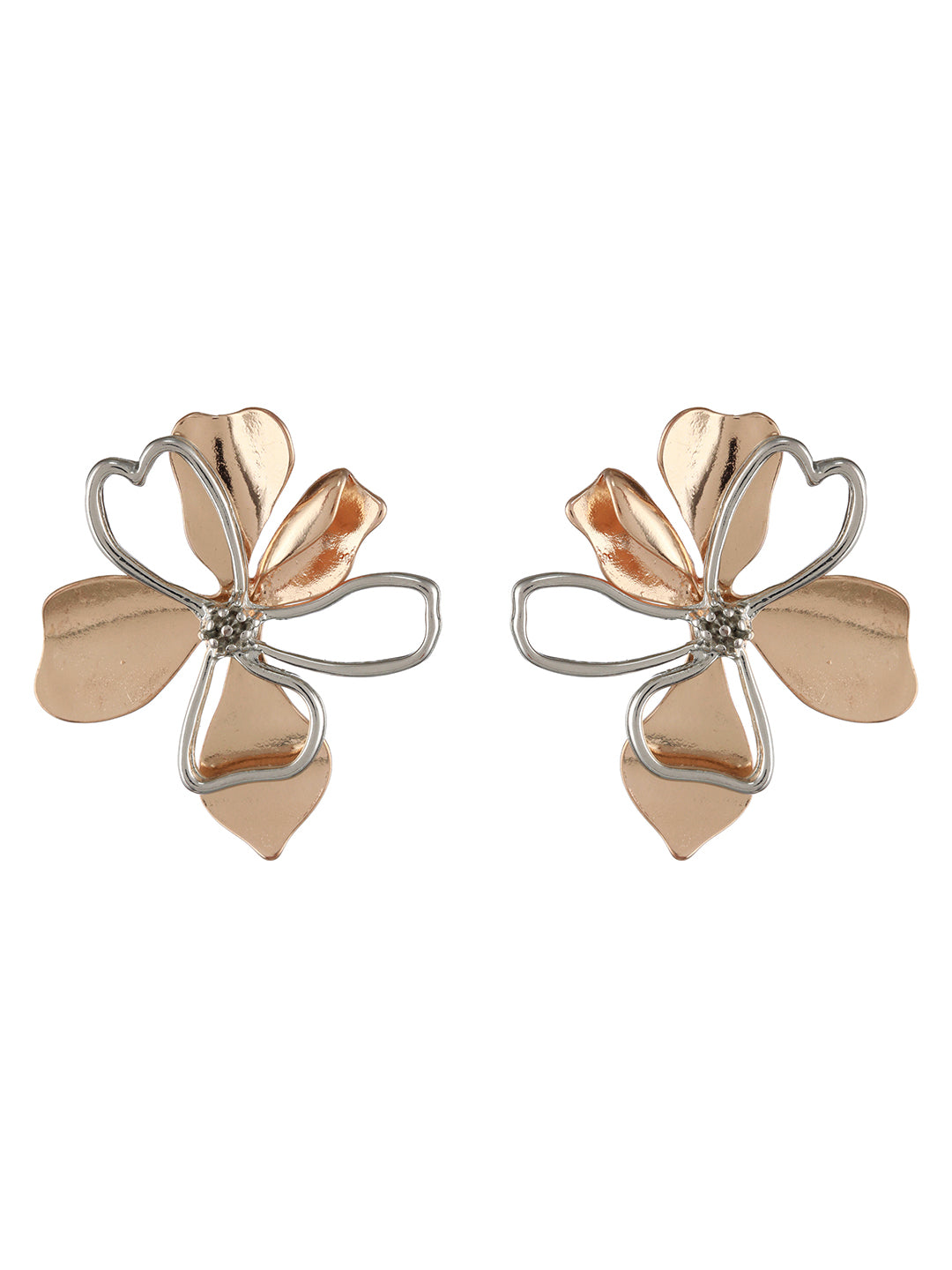 Floral Love Silver Rose Gold-Plated Earrings
