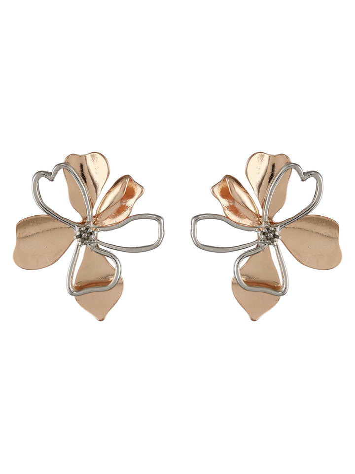 Floral Love Silver Rose Gold-Plated Earrings