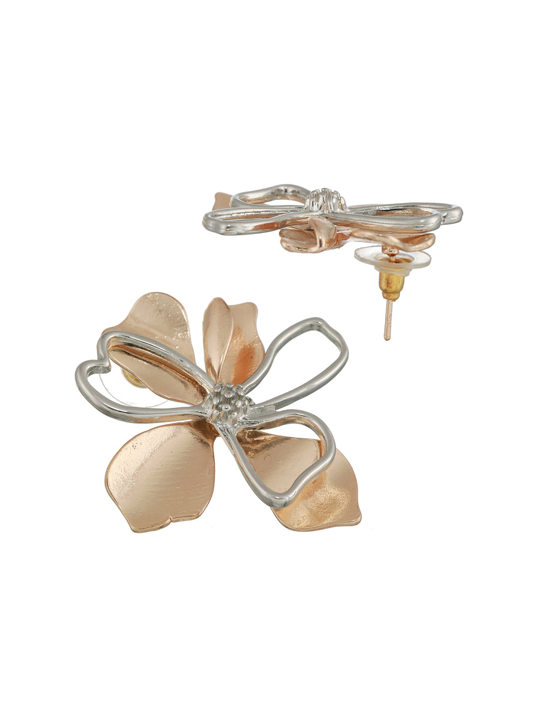 Floral Love Silver Rose Gold-Plated Earrings