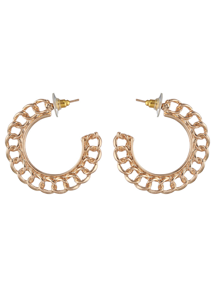 Circle Link Rose Gold-Plated Half-Hoop Earrings