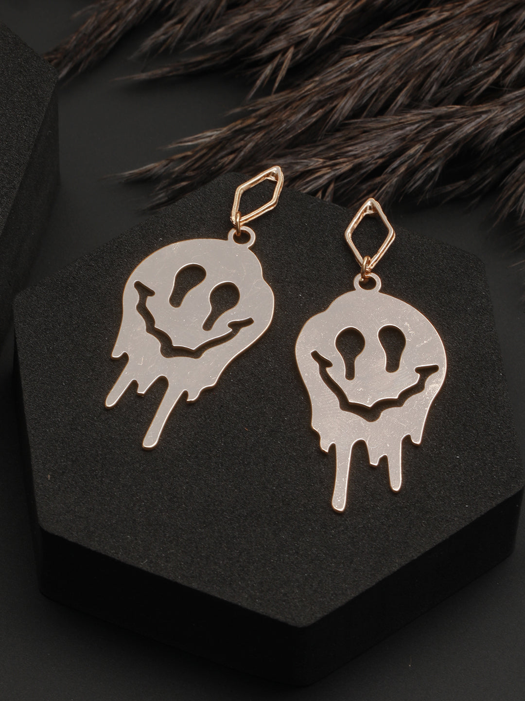Funky Happy Ghost Rose Gold-Plated Drop Earrings