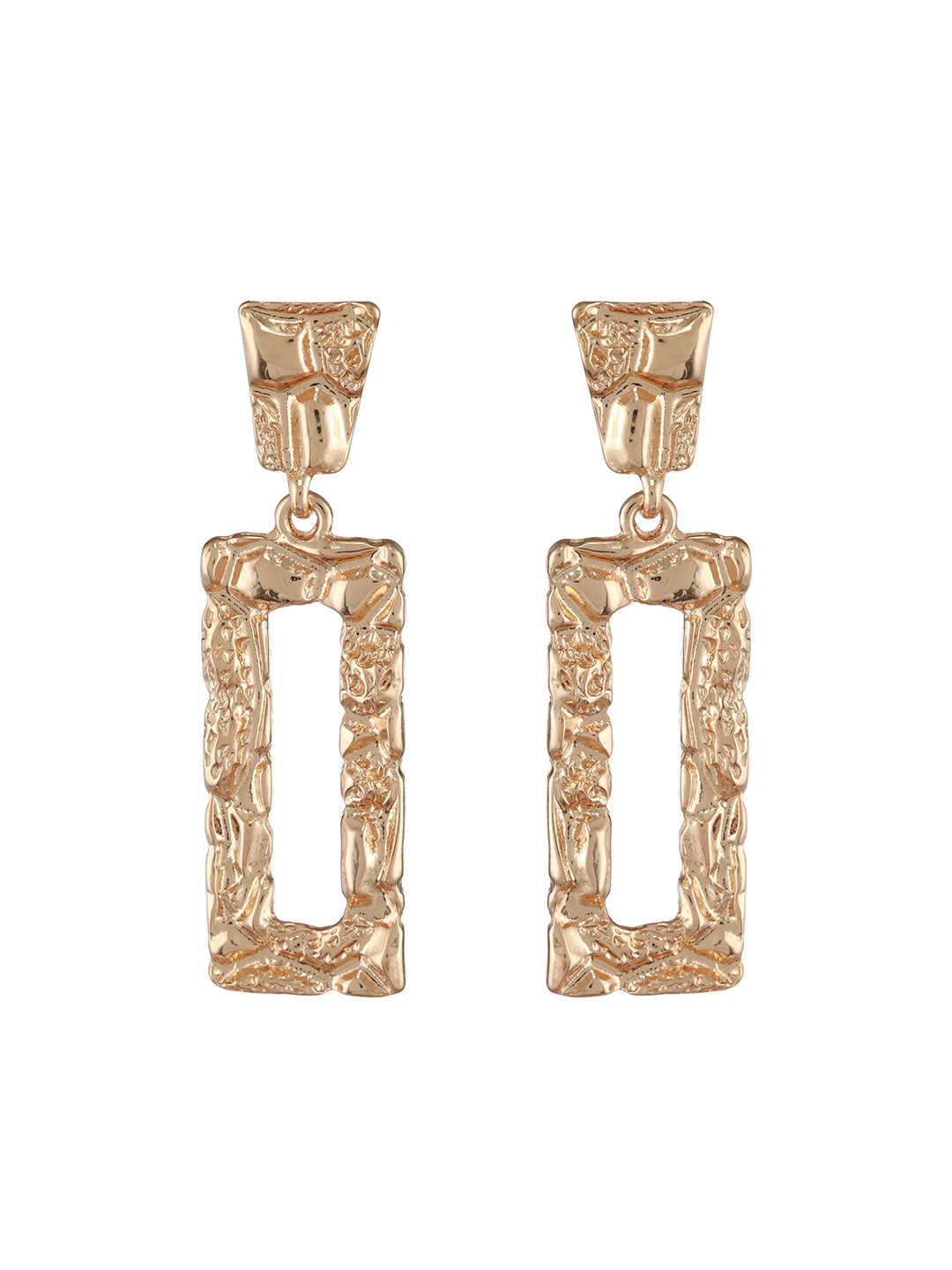 Textured Brick Gold-Plated Drop Earrings