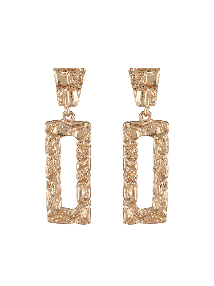 Textured Brick Gold-Plated Drop Earrings