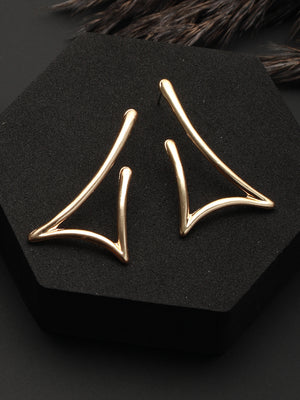 Solid Contemporary Gold-Plated Drop Earrings