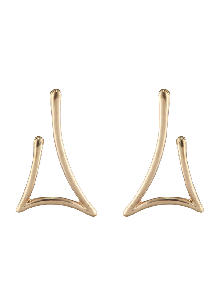 Solid Contemporary Gold-Plated Drop Earrings