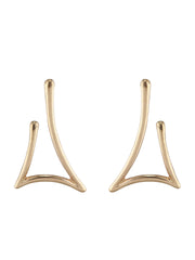 Solid Contemporary Gold-Plated Drop Earrings