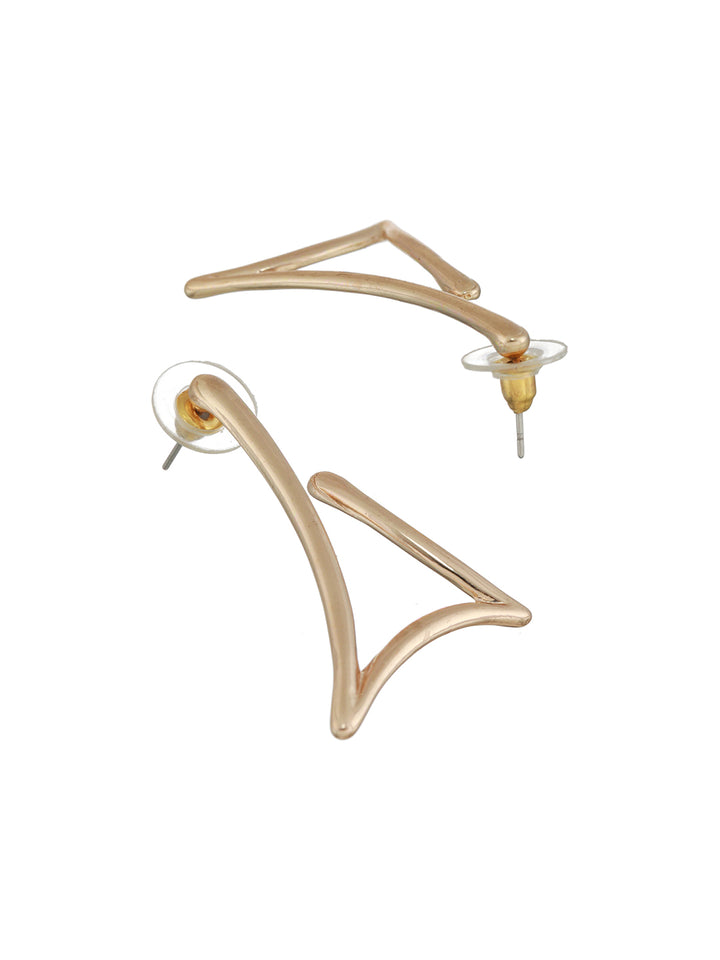 Solid Contemporary Gold-Plated Drop Earrings