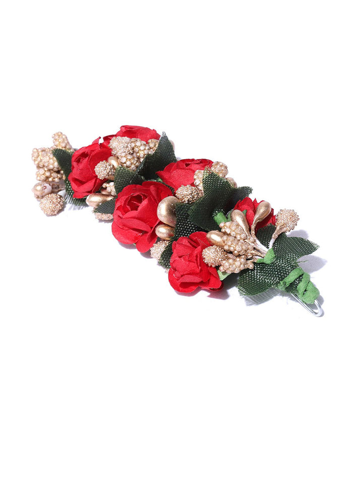 Red and Golden Floral Hair Accessory