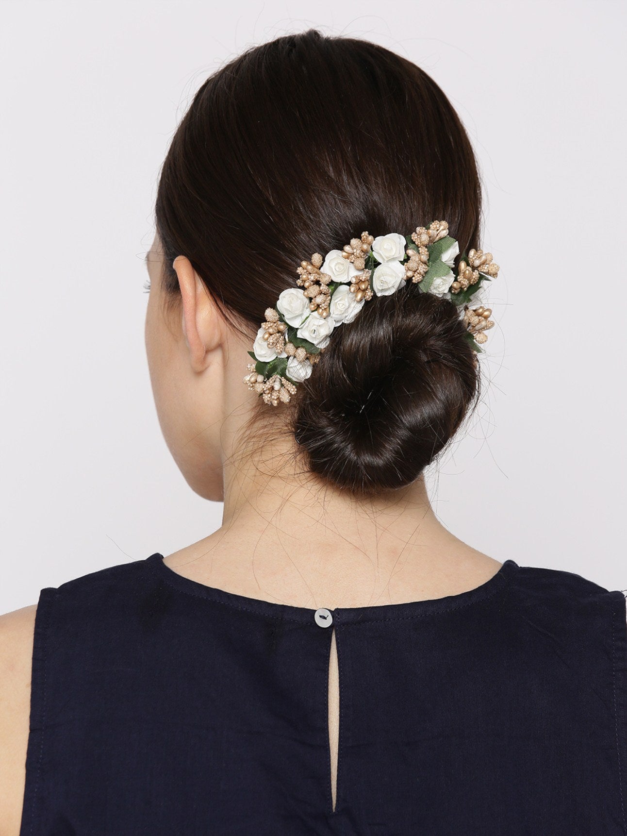 Moti And Flower White and Red Floral Hair Accessories