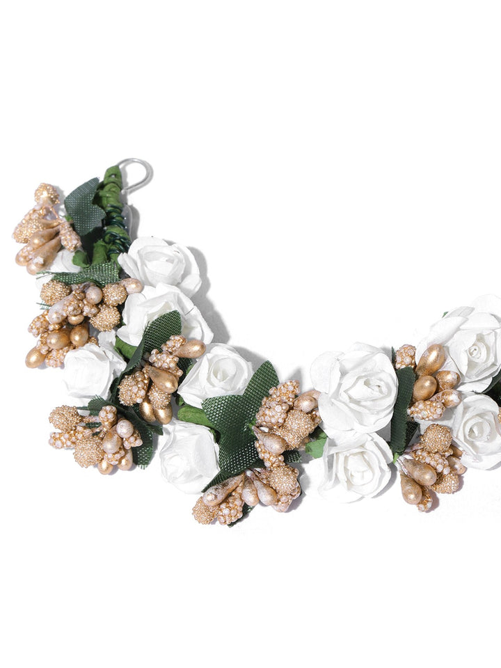 White and Golden Floral Hair Accessory