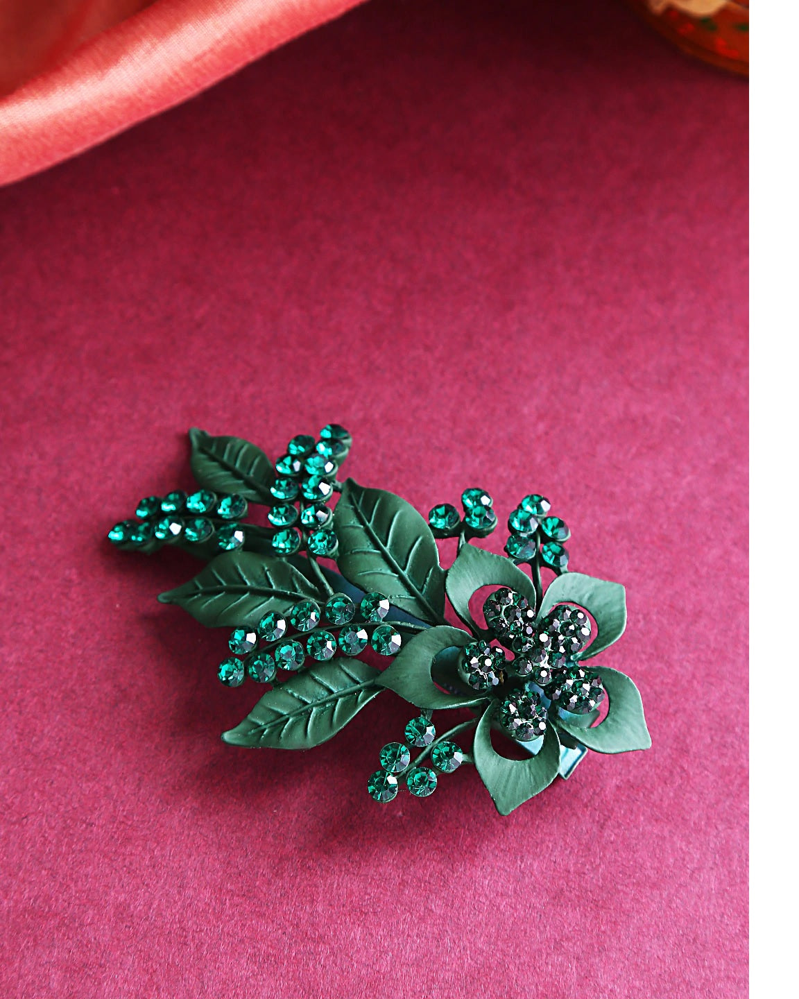 Emerald green sale flower hair clip