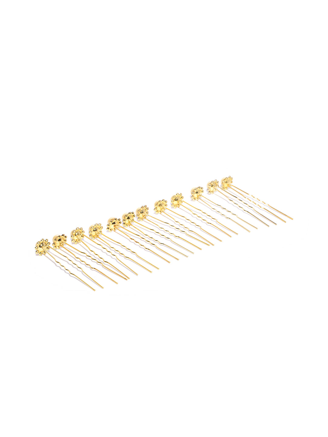 Set Of 12 Gold-Plated Golden Pearls Decorated Juda Hair Pins