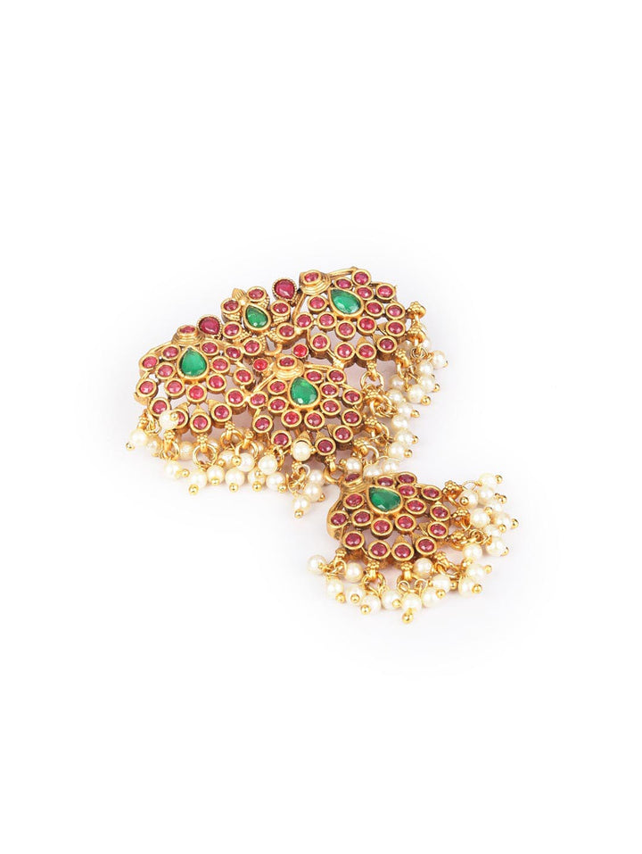 Kemp Stones Beads Gold Plated Bun Pin Hair Accessory