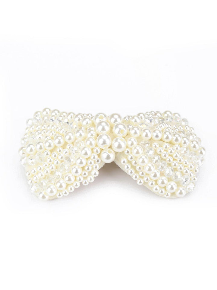 White Pearls Gold Plated Alligator Hair Clip