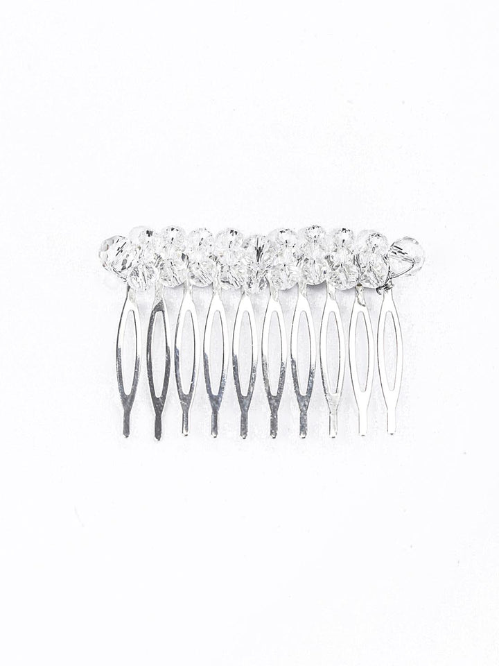 White Crystal Pearls Silver Plated Hair Pin