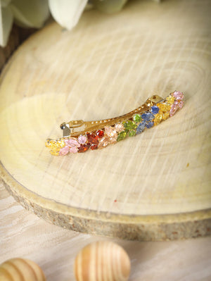 Multi-Color Crystal Pearls Gold Plated Hair Pin