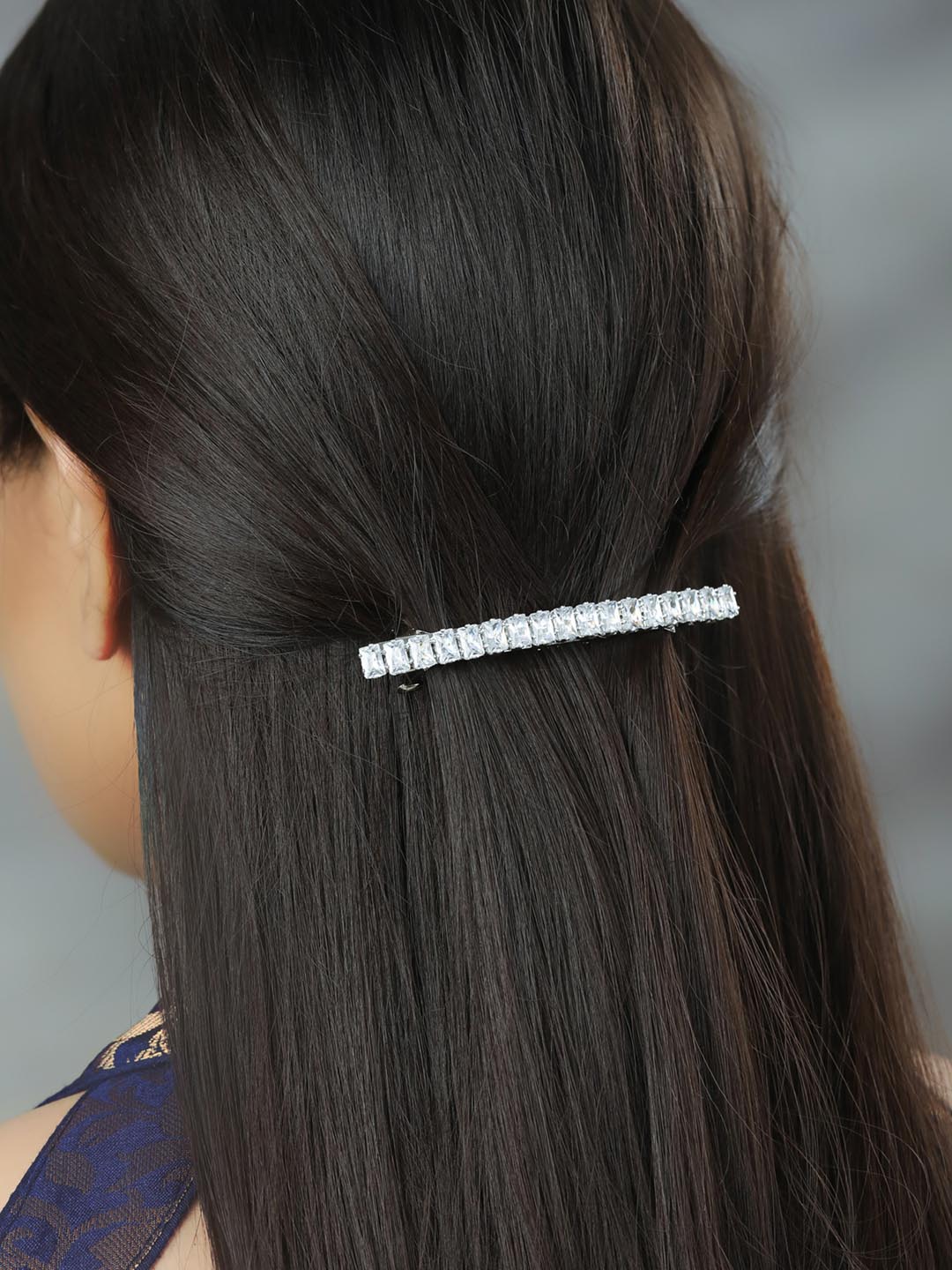 Crystal Pearls Silver Plated Hair Pin