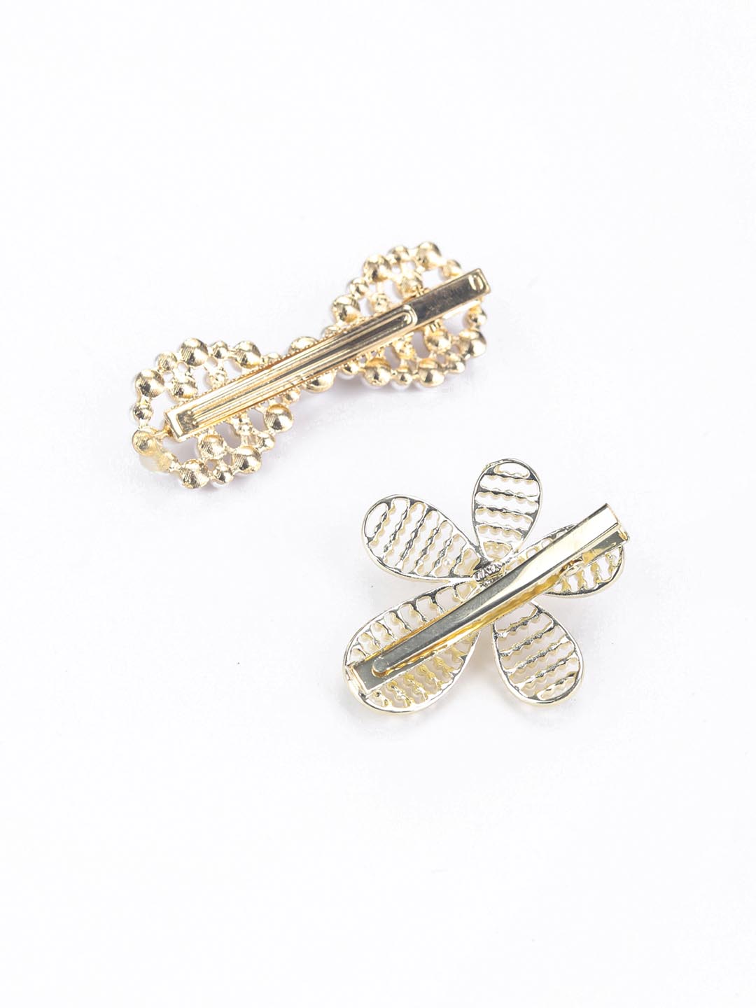 White Pearls Gold Plated Set of 2 Alligator Hair Clip