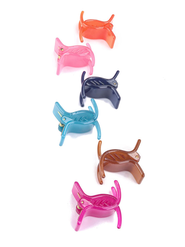 Multi-Color Plastic Set of 6 Claw Clip Hair Accessories
