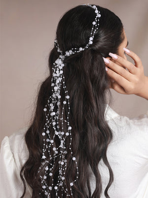 Priyaasi Pretty White Pearl Beads Bun Hair Accessory