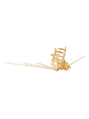 Priyaasi Floral Pearl Tasseled Gold-Plated Claw Clip