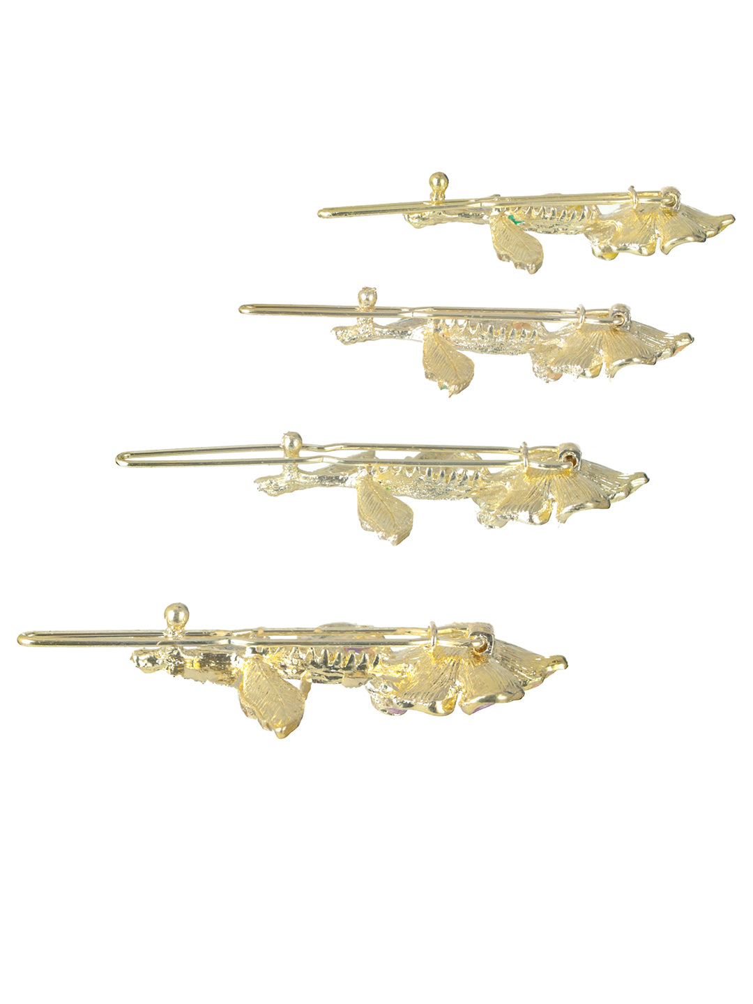 Priyaasi Multicolor Floral Gold-Plated Hair Pin Set of 4