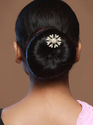 Priyaasi Floral Pearl Gold-Plated Bun Accessory