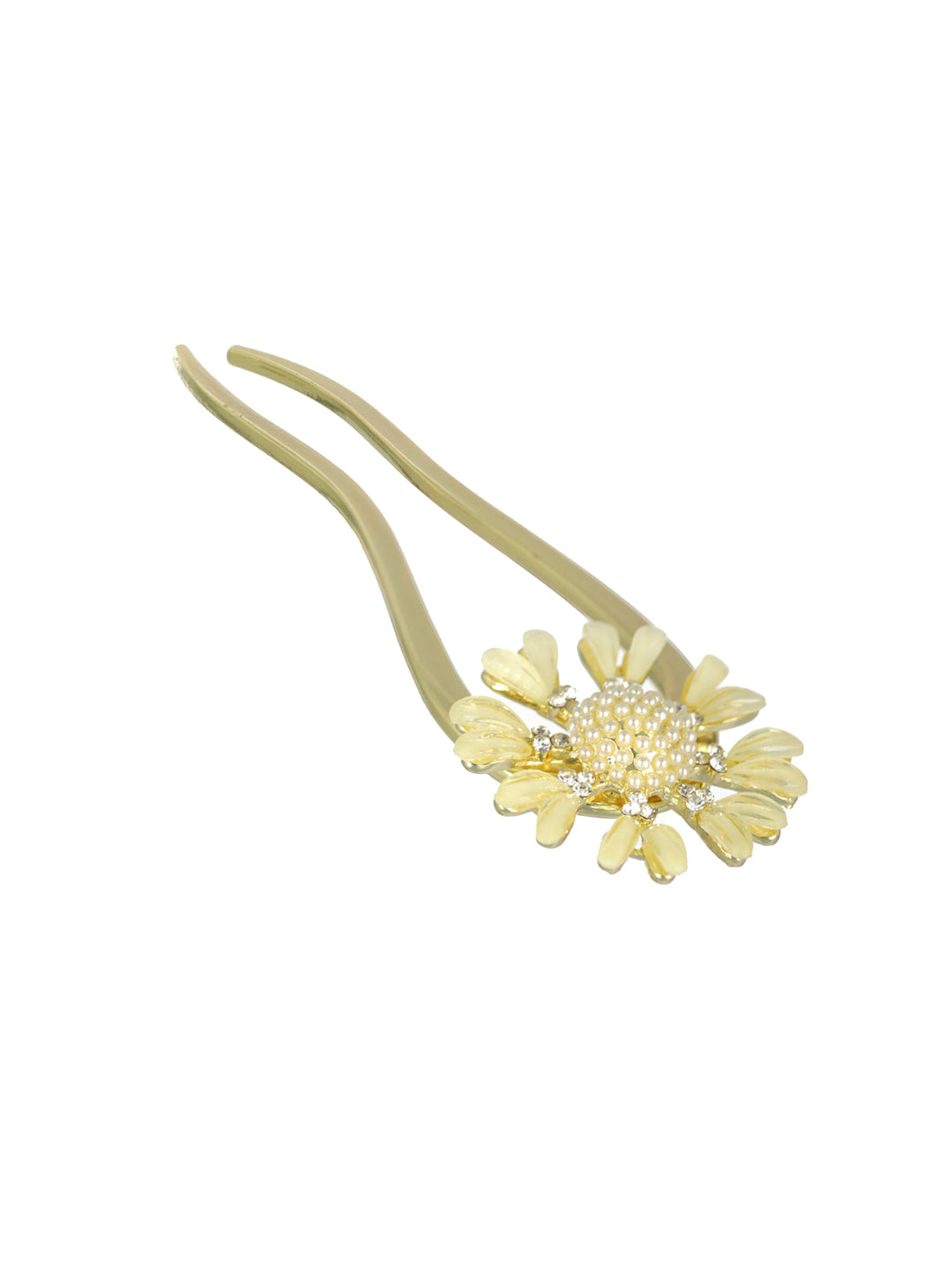 Priyaasi Floral Pearl Gold-Plated Bun Accessory