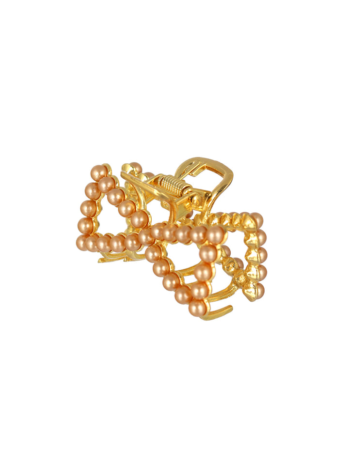 Priyaasi Pink Bead Rose Gold-Plated Claw Clip