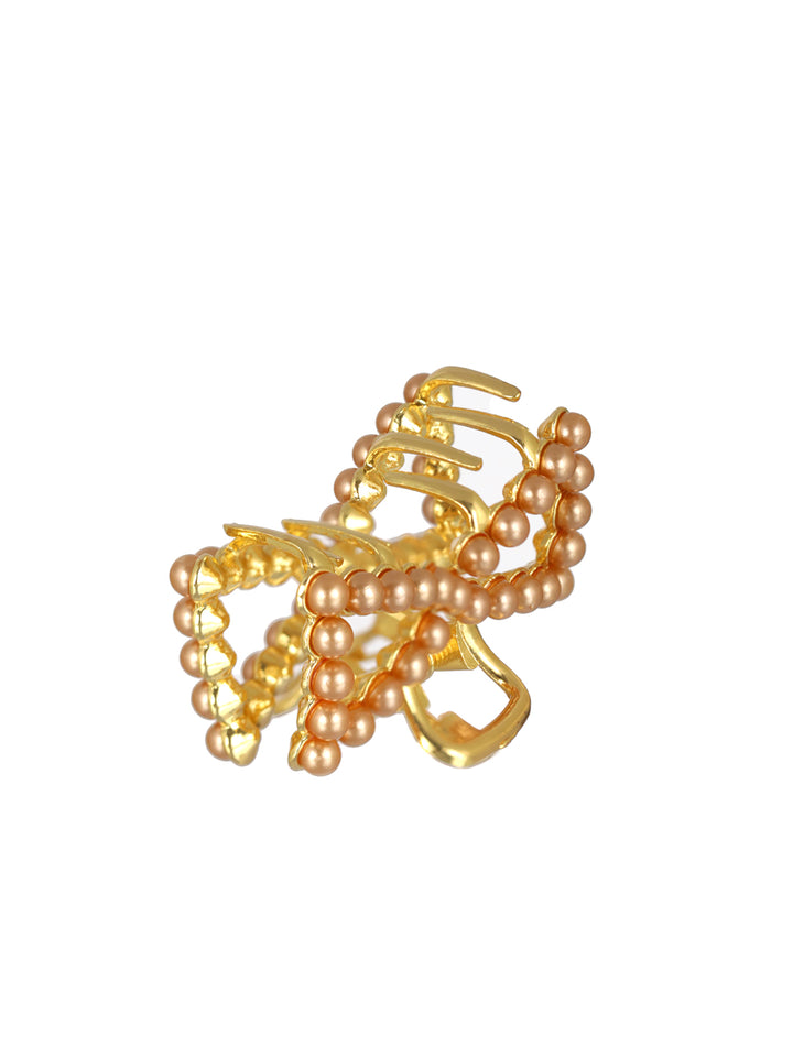 Priyaasi Pink Bead Rose Gold-Plated Claw Clip