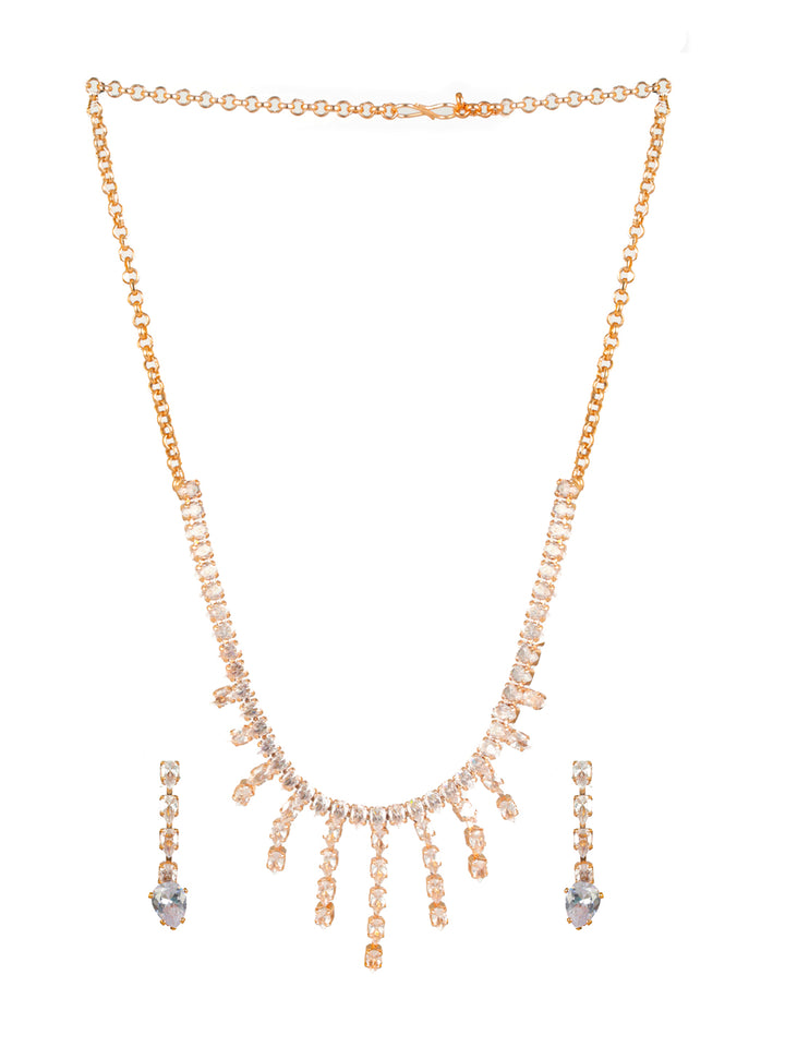 Priyaasi Lovely Drops AD Rose Gold-Plated Jewellery Set