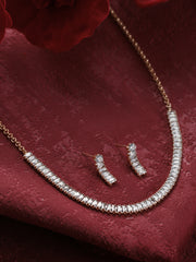 Priyaasi Baguette Diamond Rose Gold-Plated Jewellery Set