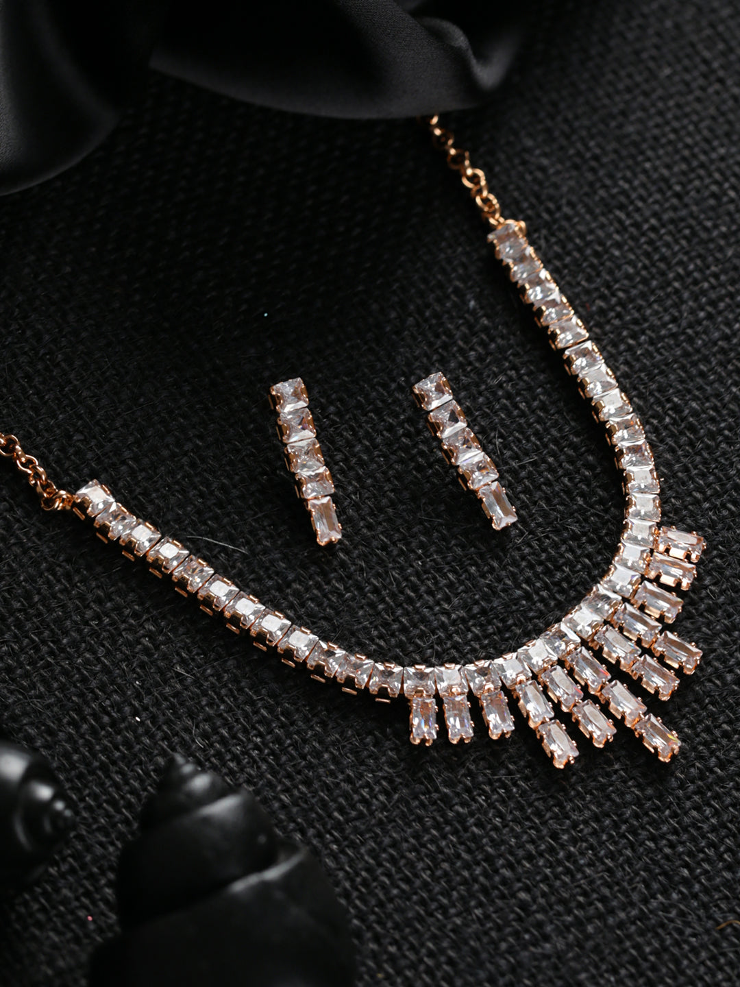 Priyaasi Geometric AD Rose Gold-Plated Jewellery Set