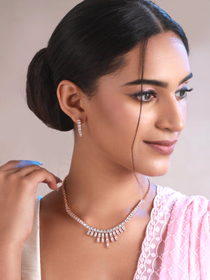 Priyaasi Geometric AD Rose Gold-Plated Jewellery Set