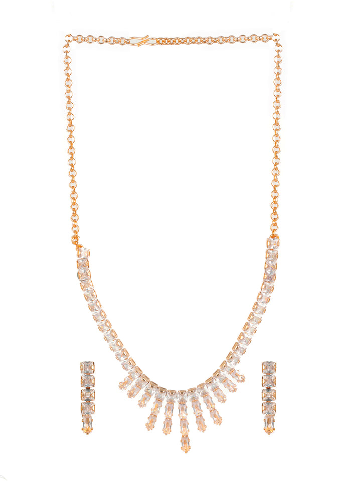 Priyaasi Geometric AD Rose Gold-Plated Jewellery Set