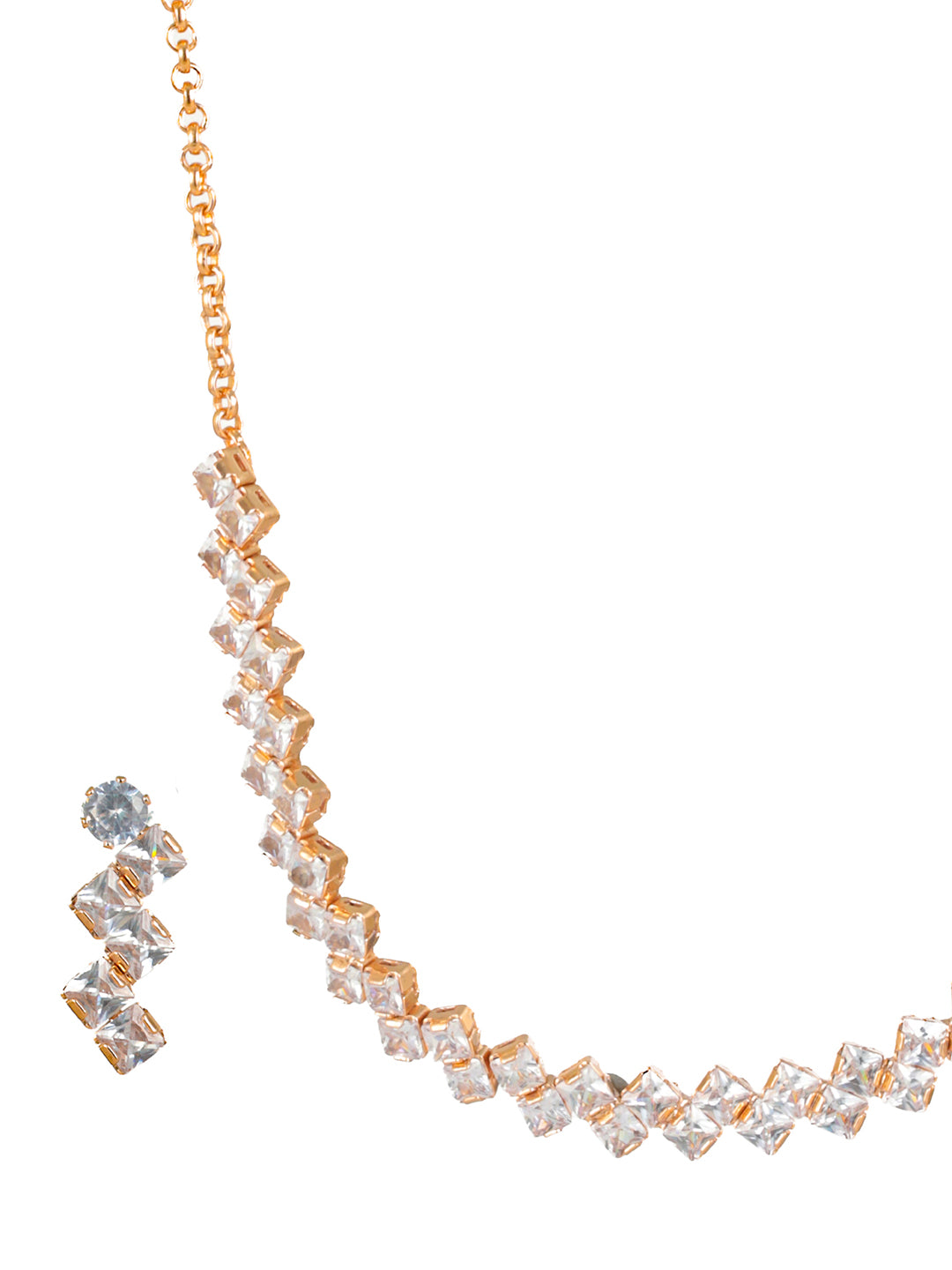 Priyaasi Dual-Block AD Rose Gold-Plated Jewellery Set