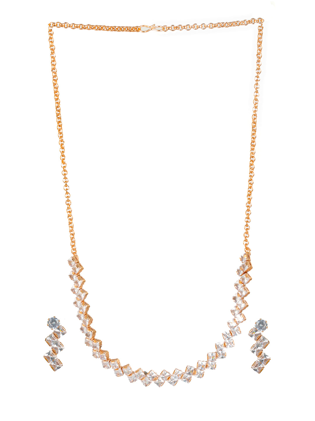 Priyaasi Dual-Block AD Rose Gold-Plated Jewellery Set