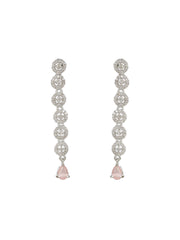 Priyaasi Pink Floral AD Silver-Plated Jewellery Set