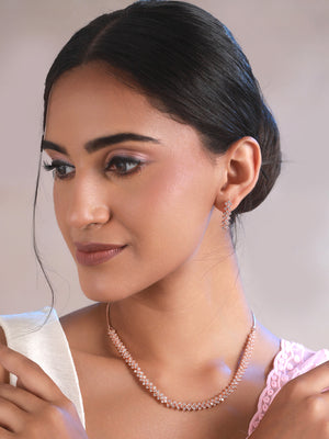 Priyaasi Elegant AD Rose Gold-Plated Jewellery Set