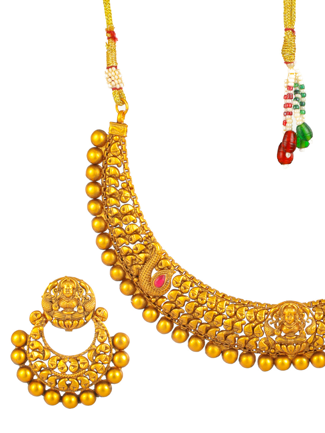 Priyaasi Studded Goddess Laxmi Gold-Plated Jewellery Set